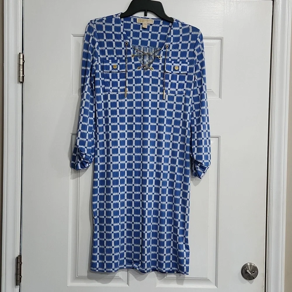 Michael Kors XS Blue Golden Chain Dress